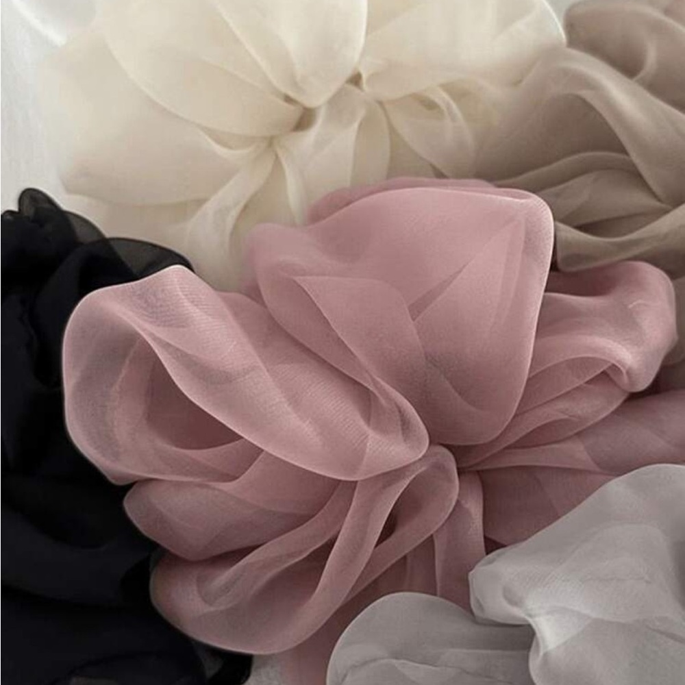 Set of 5 Neutral Colors Hair Scrunchies - Picture 2 of 8